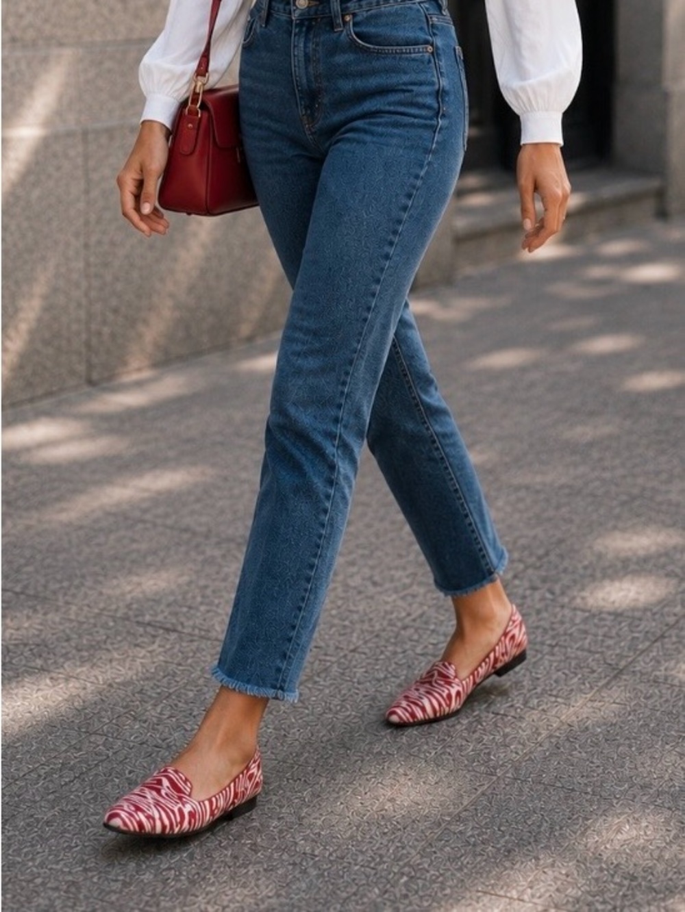 Rothy's Red and White Zebra Print Flats